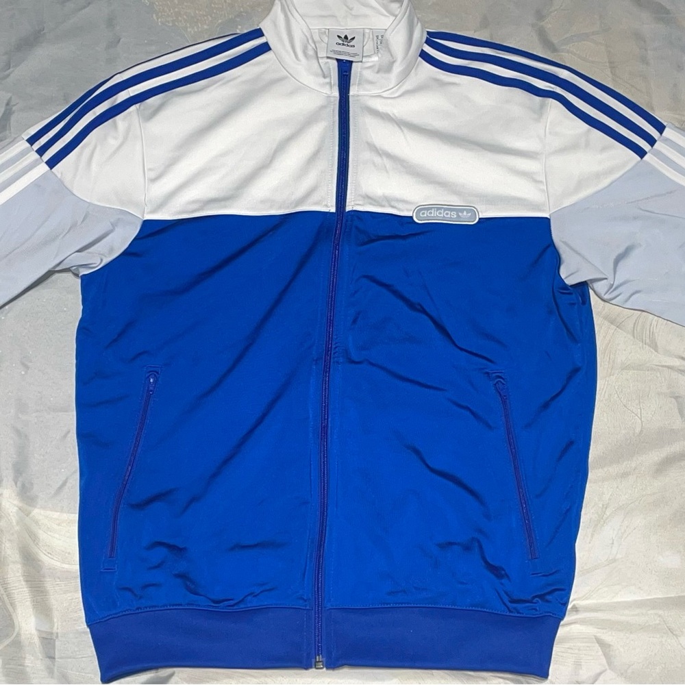 Adidas Royal Blue and White Zip-Up Jacket